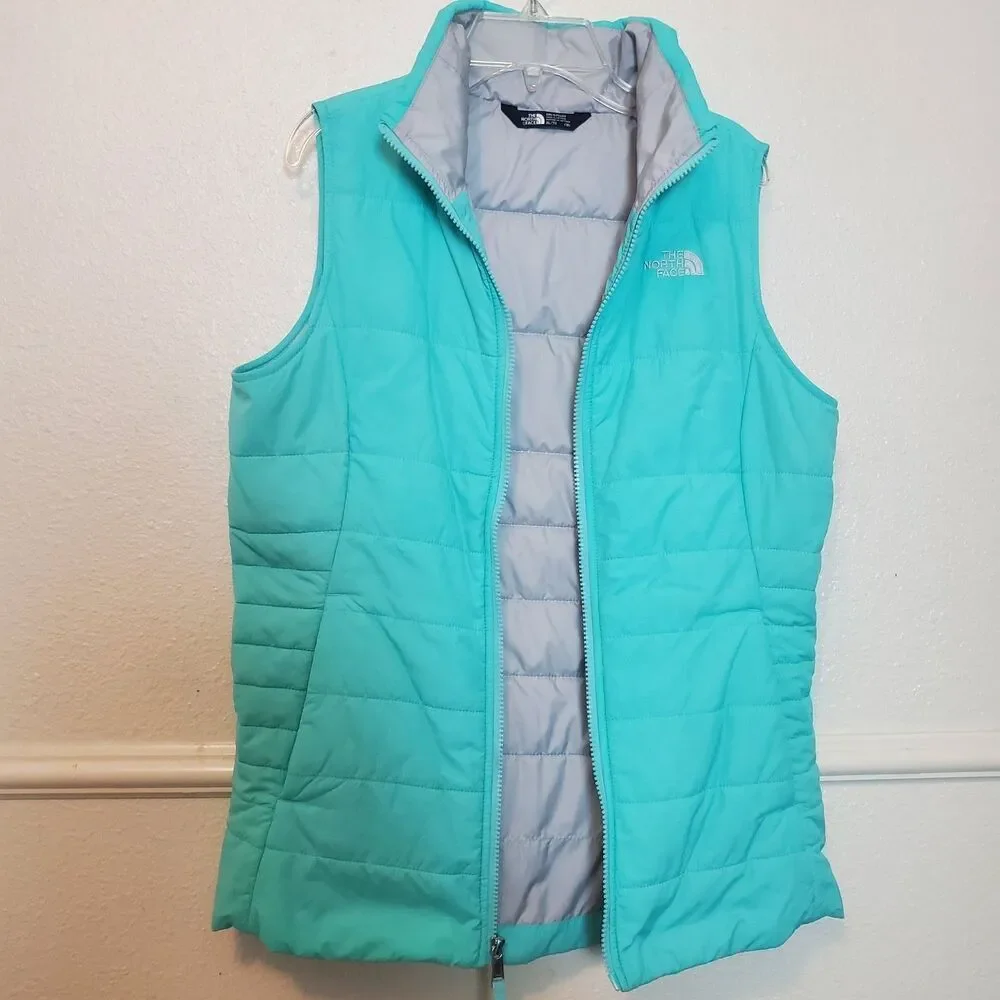 The North Face Girls XL/TG (18) Aqua Blue Puffer Vest Insulated Jacket - Picture 2 of 15